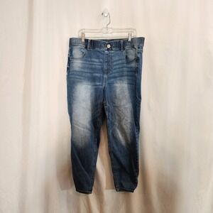 MAURICES Super High Rise‎ Blue Medium Wash Stretch Pull On Jeans Womens XL SHORT